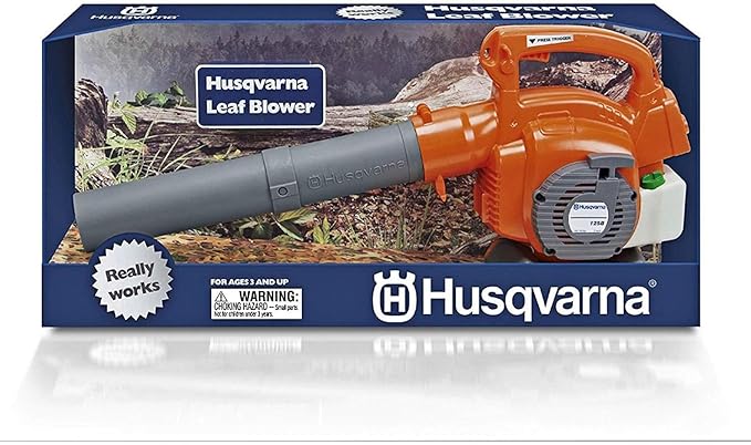 Husqvarna 125B Kids Toy Battery Operated Leaf Blower &amp Chainsaw Pretend Play Set