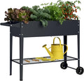 Elevate 32 Tall Raised Garden Bed with WheelPlanter Box for BackyardOutdoor Garden Patio Balcony 400lb CapacityGrey