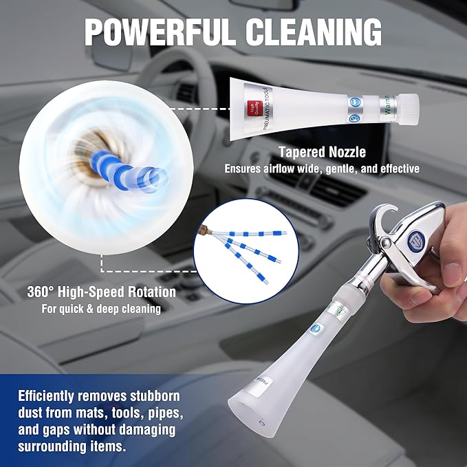 WORKPRO Tornado Nozzle Air Blow Gun for Car Detailing Workshops and Home Cleaning – Quickly Blasts Dirt and Dust Compatible with Air Compressors