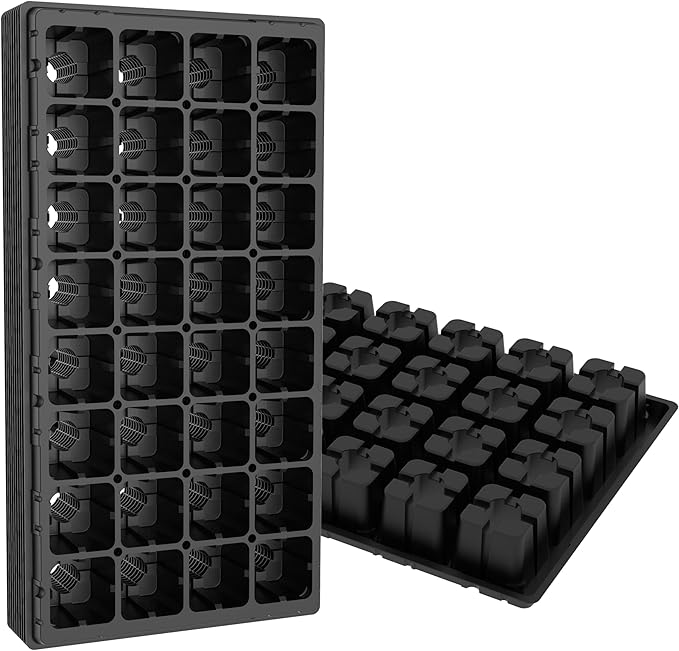 Gardzen 10 Pack 32 Cell Seed Starter Trays 2 Deep Plug Tray for Seedlings Heavy Duty Seedling Trays with Drainage Holes Fit Standard 1020 Drip Tray