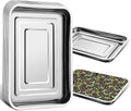 Stainless Metal Trays Stainless Steel Seed Starter Carry Tray Fit 54 Cell Plug Tray Nursery Seedling Pots Water Collection Transplantation (11.6 inch×15.2 inch 1.45 Height 10-Pack)