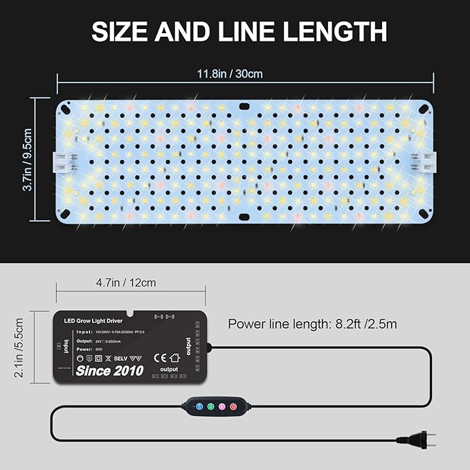 5Pack Flat Grow Lights for Indoor Plants Seed Starting Veg 4/8/12/16/20H Timer Light and Thin 50W Grow Lights for Under Cabinet Plant/Shelves Two Connection Modes Quick Installation