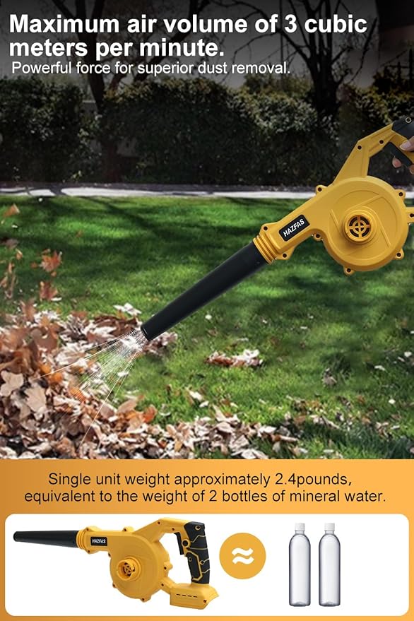 Cordless Leaf Blower for Dewalt 20V Max Battery (No Battery) Electric Leaf Blower Mini Leaf Blower 2-in-1 Handle Electric Blower and Vacuum Cleaner for Lawn Care/Dust(Battery Not Included)