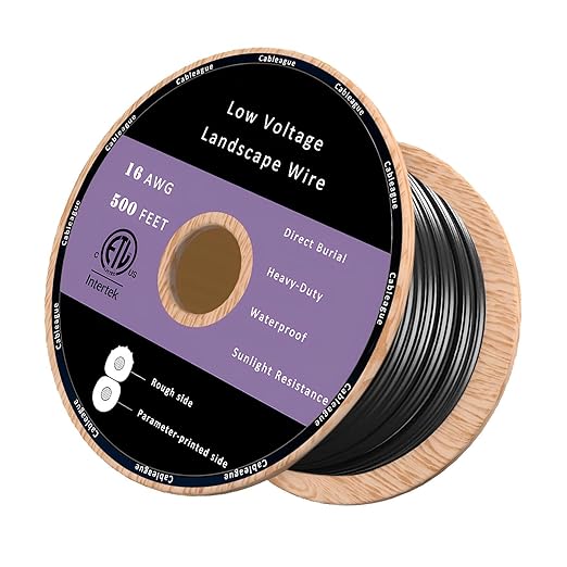 16/2 Low Voltage Landscape Lighting Wire 500ft 16AWG*2 Conductor Waterproof Pure Copper Outdoor Direct Burial 500 feet Black