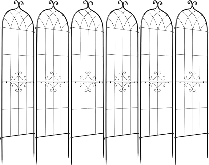 VEVOR 6 Packs Metal Garden Trellis for Climbing Plants Outdoor 71x20in Rustproof Plant Tall Trellis for Rose Vine Flowers and Vegetables