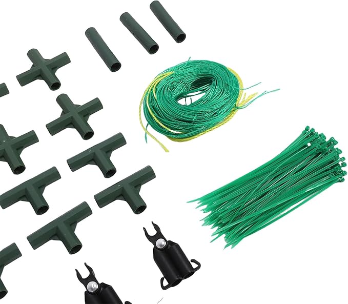 Fabater Cucumber Trellis Plastic Coated Steel Wind Proof 11mm Inner Pipe A Frame Adjustable Angle Garden Trellis Vegetable with Nylon Net for Climbing Plants in