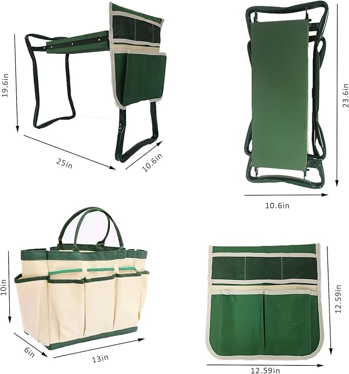 Garden Kneeler and Seat Heavy Duty - Foldable Kneeling Stool with Large Tool Pouch &amp Storage Bag Space-Saving Ideal Gift for Gardeners Seniors &amp Parents
