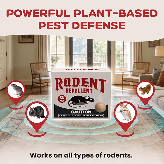 Rodent Repellent 34 Balls Mouse Repellent Indoor for House Car &amp Garage – Safe &amp Natural Peppermint Oil Moth Balls for Rodents Rat &amp Mice Repellent for Home Office &amp Outdoors