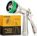 FANHAO Heavy Duty Garden Hose Nozzle 100% Metal Water Hose Sprayer with 7 Spray Patterns Ergonomic Rear Trigger High Pressure Water Nozzle Sprayer for Watering Plants Washing Car and Pet
