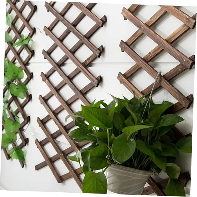 YARNOW Expandable Garden Trellis Versatile Climbing Plant Support Panel Height Durable Carbonized for Outdoor Fencing and Garden Decoration