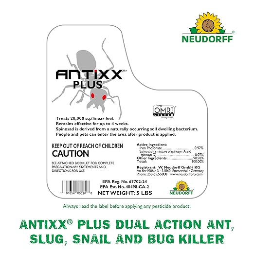 Neudorff ANTIXX Plus Ant &amp Insect Control Granules for Ants Crickets Cutworms Earwigs Pillbugs Slugs Snails and Sowbugs for Organic Gardening