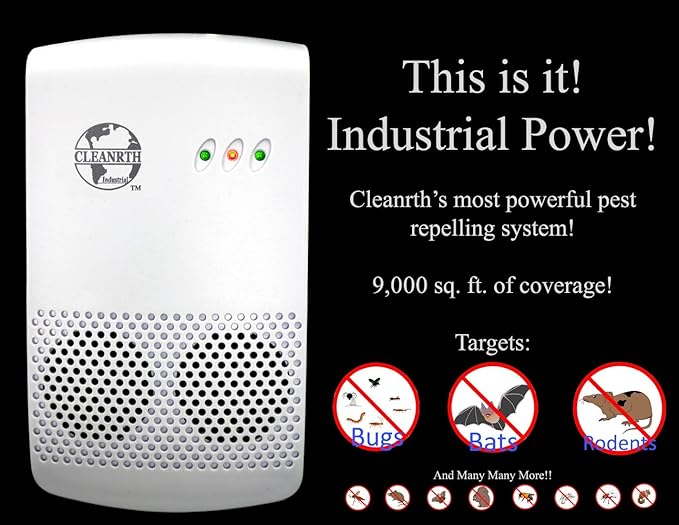 CLEANRTH CIN009 Industrial Electronic Pest Repelling System - Demands Insects Bats and Rodents to Flee