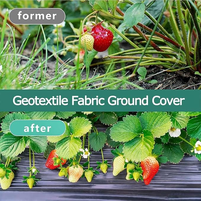 Weed Control Film Landscape Fabric Garden Weed Control Membrane Breathable Weed Barrier Fabric Garden Flower Beds(1.5x100m/4.92x328ft)