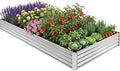 TOMNK Galvanized Raised Garden BedOutdoor Planter Box Metal Patio Kit Planting Bed for Vegetables Flowers HerbSilver8 * 4 * 1 FT