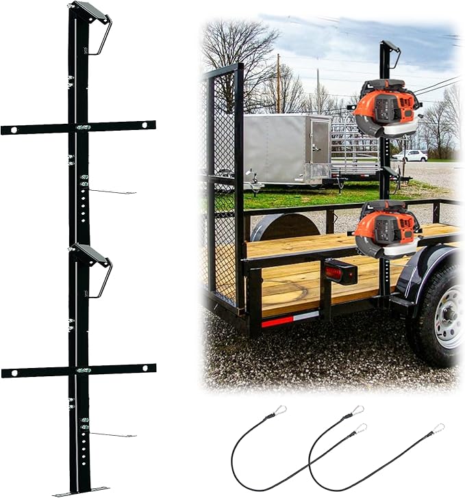 2 Place Heavy-Duty Backpack Leaf Blower Rack for Trailers Adjustable Leaf Blower Storage Holder for Open and Enclosed Lawn Landscape Trailer Truck suitable for 22''-26'' Blowers(2 Place Pack 1)