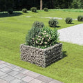 Gabion Raised Garden Bed Silver Galvanized Steel 35.4 x 35.4 x 19.7 Inch Square Planter for Outdoor Plants Durable Metal Structure