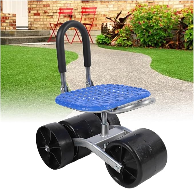 Adjustable 360° Rotating Work seat Ergonomic Garden Rolling Stool with WheelsWorkseat for Planting Picking