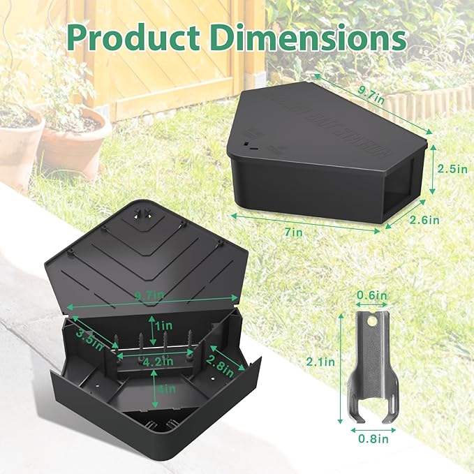 Anblak 6 Pack Rat Station Box with Keys Rodent Station Keeps Rats Away Keeps Children and Pets Safe Key Unlocking Reusable &amp Long-Lasting Indoor &amp Outdoor