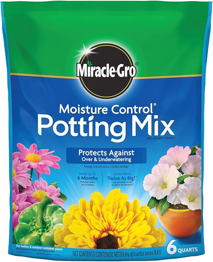 Miracle-Gro Moisture Control Potting Mix For Container Plants Protects against Over- and Under-Watering 6 qt.