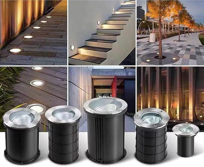 Landscape Lights - Outdoor Buried Lights IP67 Waterproof Round Spotlight Adjustable Angle Underground Light COB Garden Floor Lamp Outdoor Lighting for Illuminat15W Warm White Light(24v)