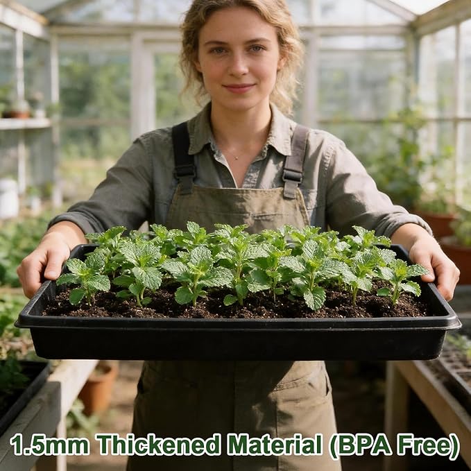 1020 Nursery Tray with Grow Lights - 4-Pack 6.3 Extra High Humidity Dome &amp Heavy Duty Propagation Tray 8-Pack Integrated 96 Full Spectrum LED with Timer/5 Dimmable Levels Reusable Greenhouse Ki