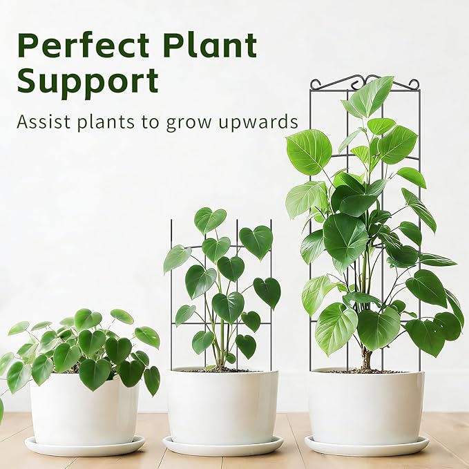 Trellis for Climbing Plants Indoor 4 Pack 31'' Metal Plant Trellis Indoor for Potted Plants Sturdy Plant Support Outdoor for Ivy Pothos Monstera Hoya Flower Vine Rectangular Shape