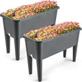 Yungyan 2 Pcs 13.2 Gallon Raised Garden Bed Plastic Planter Box Self Watering Flower Box Deepen Herb Planter Elevated Plant Bed with Removable Legs Water Level Indicator for Vegetable Outdoor Patio
