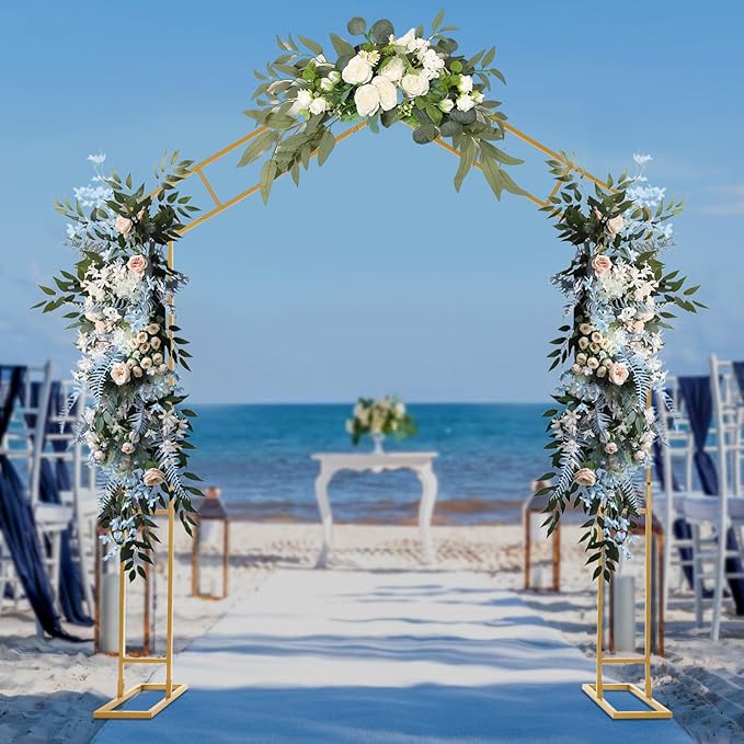 Arch Backdrop Stand A-Shape Wedding Arch Outdoor Flower Garden Trellis Wedding Arch Frame for Garden Decorations Outdoor Party Decorations 6.56 * 7.87FT (Gold)
