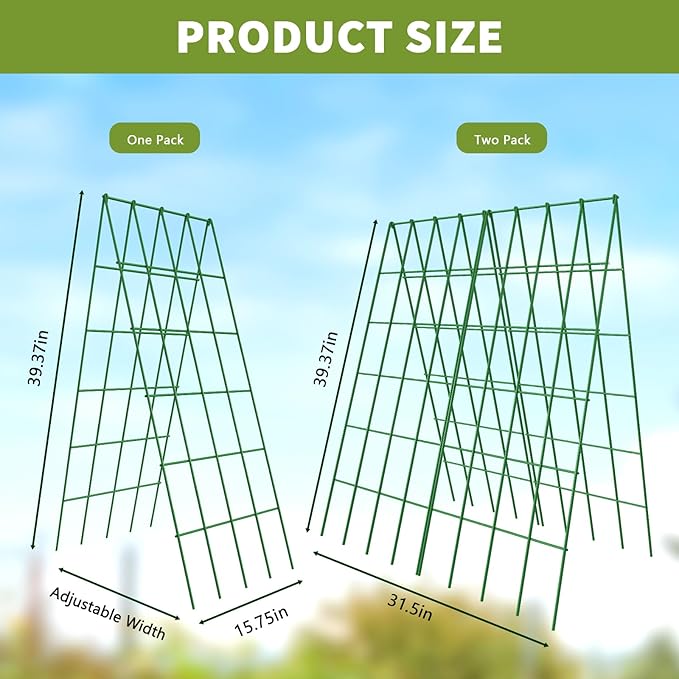 Cucumber Trellis 2 Pack Foldable A-Frame Garden Trellis for Raised Bed Garden Grow Support with Plant Support Clips Twist Ties Plastic Ties for CucumberTomato Climbing Plants and Flowers