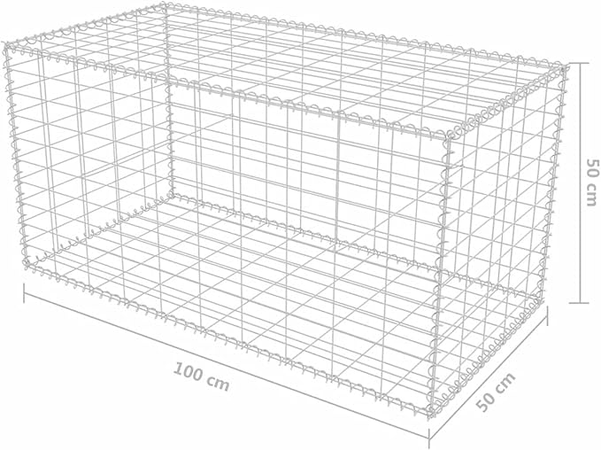 Gabion Basket Raised Bed Planter Gabion Wall Gabion Basket Pots Walls Flowers Stand Outdoor Grow Box Gabion Raised Bed Galvanised Steel 100x50x50 cm