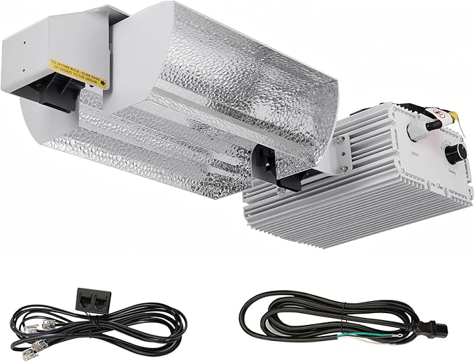 Raylux Grow Light System Kits with Controller Port1000 Watt DE Double Ended HIDOpen Style Reflector with 220V Digital Dimmable Ballast - Bulb Not Included