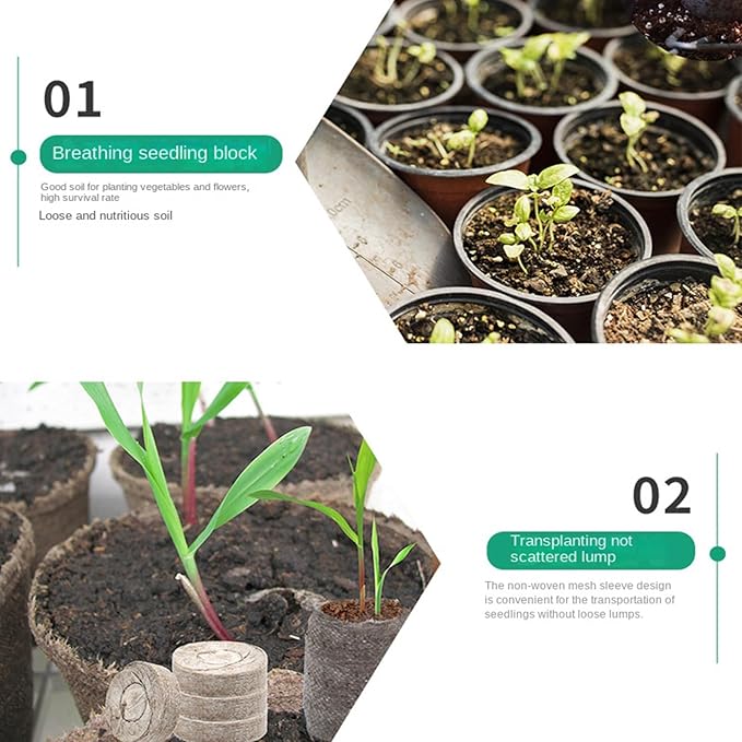 Potting Soil - Organic Peat Rooting Pellets Compressed Plant Fertilizer Discs with Nutrient Rich Formula Fast Expansion Function Ideal for Vegetable Flower Tree Cactus Orchid Bonsai Citrus