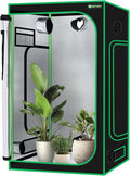 Yesker 4x4 Grow Tent 48x48x80 High Reflective Mylar Indoor Growing Tents 600D Oxford Cloth with Observation Window and Removable Floor Tray for Hydroponics Indoor Plants Fruit Flower Veg Growing