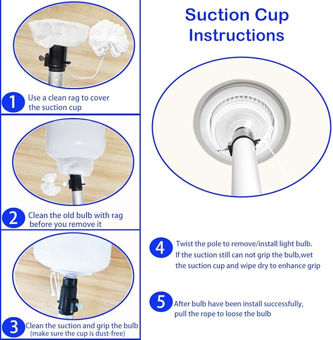12 FT Light Bulb Changer for High Ceilings Light Bulb Pole Changer for High Ceilings Light Bulb Changer with Baskets and Suction Cup Light Bulb Removal Tool for Household