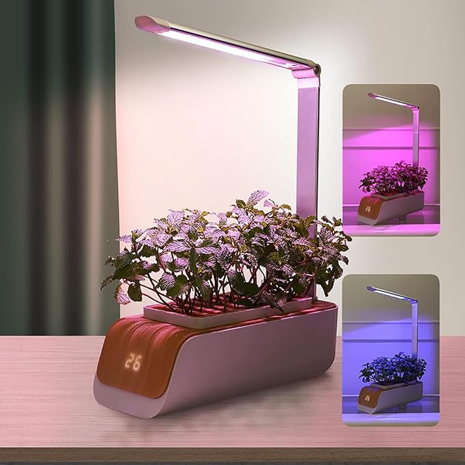 Hydroponics Growing System LED Grow Lights with Adjustable Height Indoor Smart Garden Kit with Temperature Display No Seasonal Restrictions Smart Plant Pot for Small Plant Growth