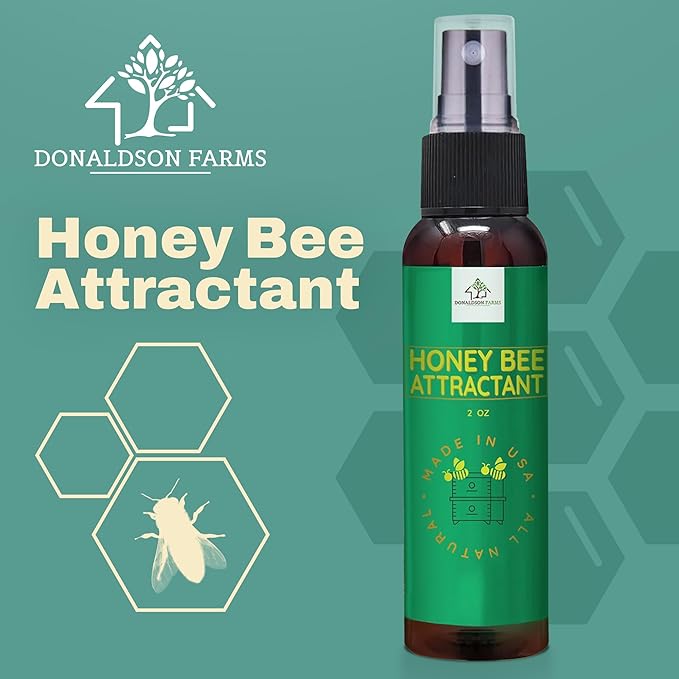 Honey Bee Attractant Spray - Bee Hive Lure for Gardens Beehives Flowers &amp Fruit Trees with Natural Lemongrass Oil Formula Easy to Use for Beekeepers &amp Pollinator Support - 2 oz