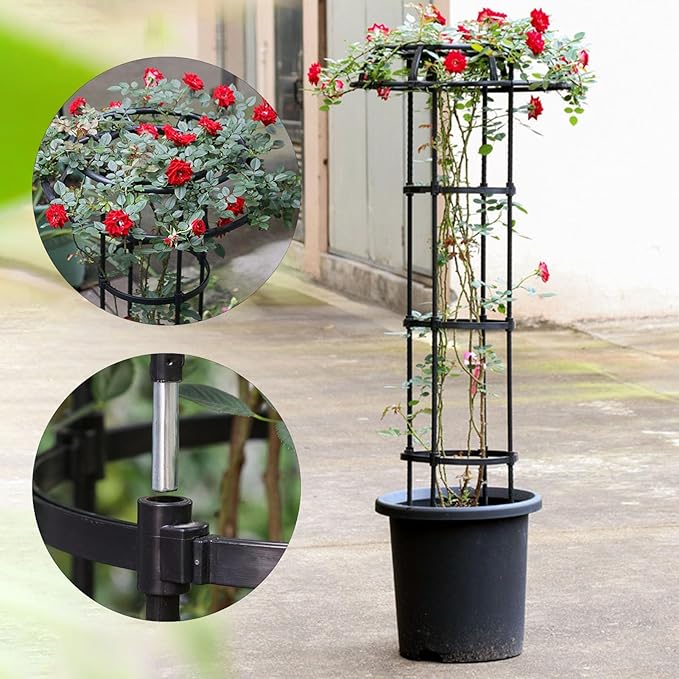 Garden Trellis for Climbing Plants Outdoor Mushroom Top Trellis Plant Stand Easy Installation Plant Trellis Support Cage for Vine Rose Flower Tomato Support Outdoor Indoor 4 Floors