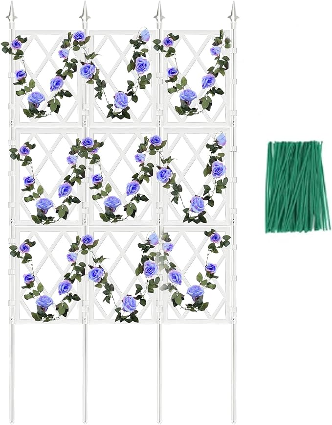 5.25FT Metal Pipe Trellis for Climbing Plants Outdoor Garden Wall White Trellis with Garden Twist Tie Support Tall Plant Fence for Ivy Vines Rose Flower