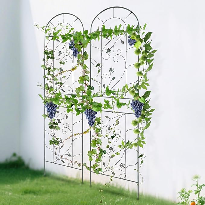 2 Pcs Metal Garden Trellis 20x83 Inch Tall Trellis for Climbing Plants Outdoor Grape Cucumber Trellis Decorative Flower Climbing Fences for Patio Lawn (Green)