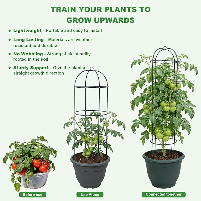 Garden Obelisk Trellis for Climbing Plants 5.7/4.5FT Heavy Duty Metal &amp Rustproof Plant Climbing Support for Garden Indoor Outdoor Potted Plant Flowers Fruits Vegetable Vines (4.5FT / 2Pack)