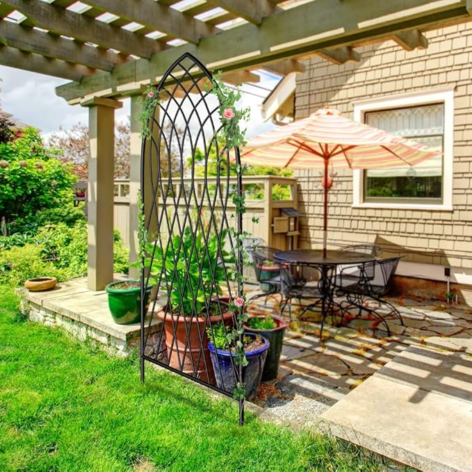 Amagabeli 2 Pack 75” x 31” Large Garden Trellis for Climbing Plants Outdoor Garden Fencing Decorative Tall Plant Trellis Vegetables and Flower Metal Trellis for Rose Cucumber Pumpkins Vines Black
