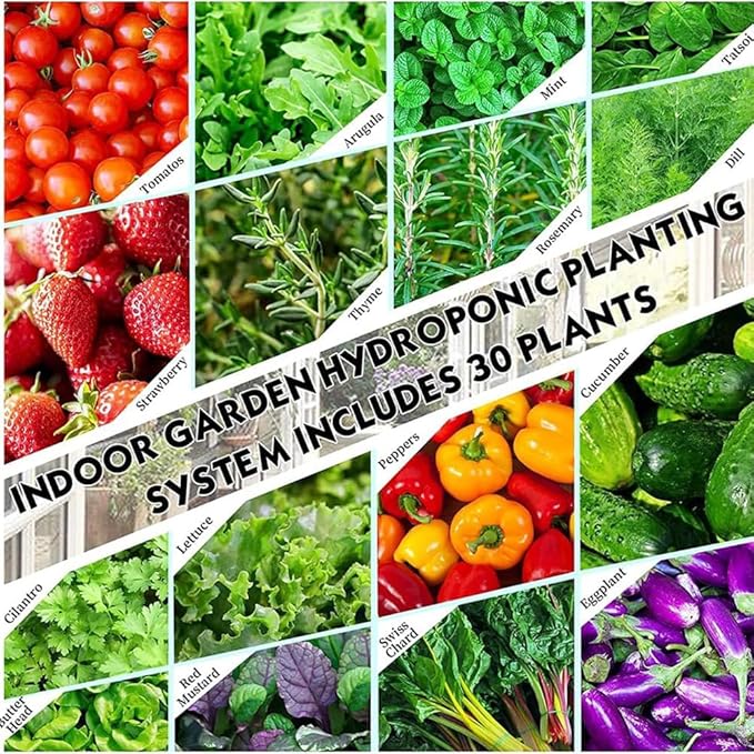 Hydroponics Tower Garden Hydroponic Growing System Aeroponics Growing Kit for Herbs Fruits and Vegetables with Hydrating Pump Adapter Net Pots Timer for Fruits Vegetables and Herbs ( 15holes)