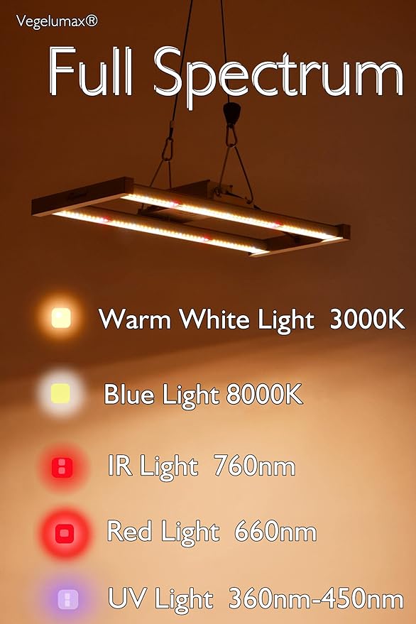100W LED Grow Light BarUV IR Diodes IncludedSunlike Full Spectrum Growing Lamp for Horticulture Indoor Plant Growth Veg Flowering Fruiting3300KAluminum Heat SinkPower Dimmable