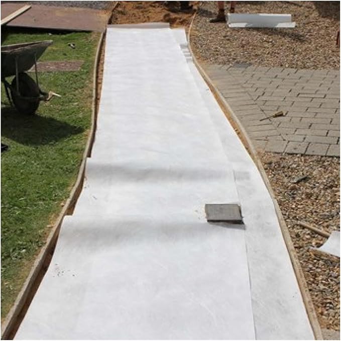 Geotextile Membrane - 1m/1.5m/2m Wide Non-Woven Geotextile Filter Fabric for Driveway/French Drains/Underlayment/Road Stabilizationr Grass Weed Protection Barrier(White1.5mx25m/4.9ftx82ft)