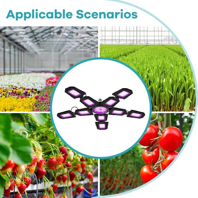4Pack 200W Indoor Plant Light 100-277V Seeds Planting Bulbs E26/E27 Greenhouse Hydroponic Fill Lights Adjustable Foldable Panel Seeds Fruits Flowers Potting Cactus Succulent UV/IR Cultivate Lighting