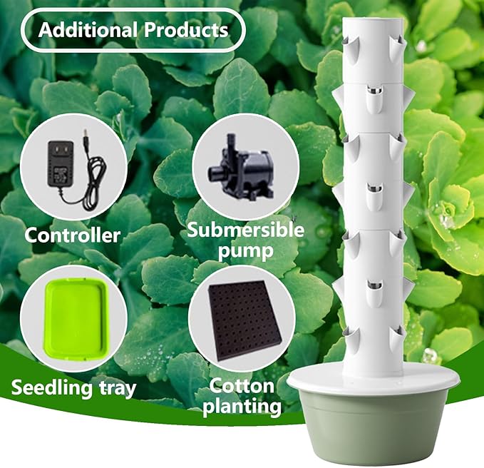 Hydroponic Tower Vertical Hydroponic Garden Tower Green and Healthy Hydroponics Growing System Kit Tower with Pump Suitable for Hydroponic Gardening Enthusiastsgreen-5-Layers