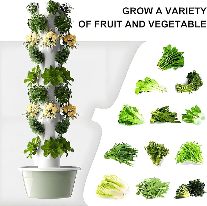 Hydroponic Tower Hydroponic Growing Kits Tower Garden Hydroponics Growing System with Plant Climbing Frame Aeroponic Tower Garden for Herbs Fruits and Vegetables 7Layer