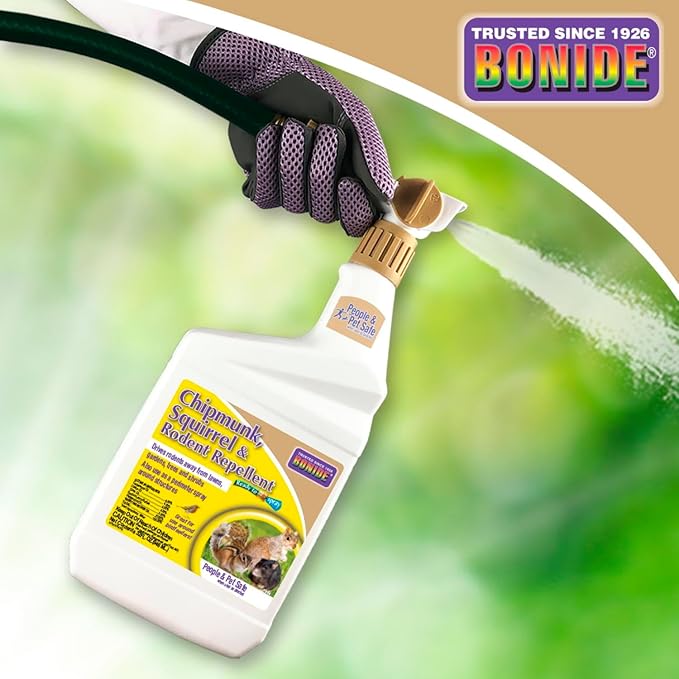 Bonide Chipmunk Squirrel &amp Rodent Repellent 32 oz Ready-to-Spray for Outdoor Use Deter from Lawn &amp Garden