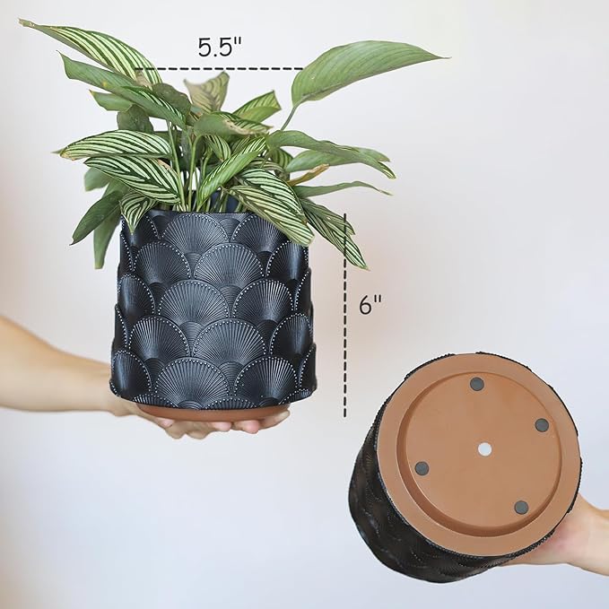 GUGUGO Pearl Sage Green Scale Planter Cute Unique Plant Pot with Drainage Eclectic Colorful Small Flower Planters Pots for Indoor &amp Outdoor Plants Rainbow Funny Succulent Gardening Pot Gifts
