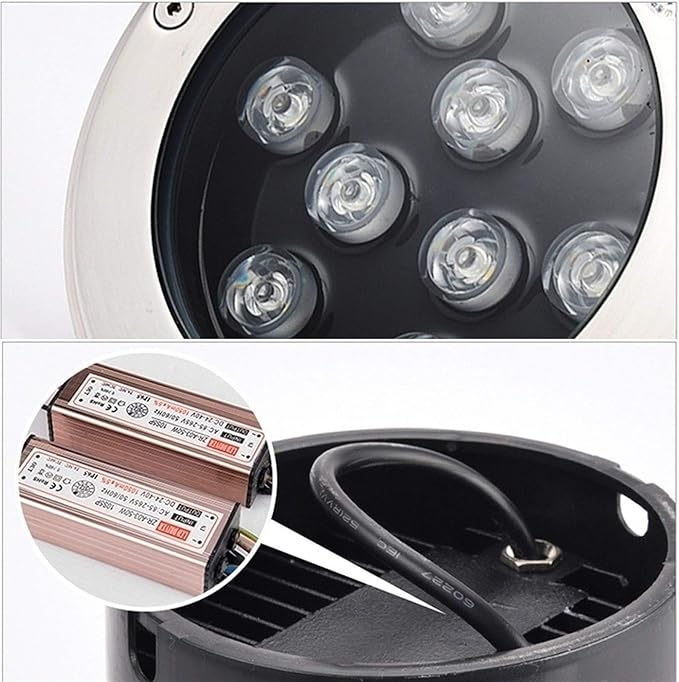 85-265V LED Ground Landscape Spotlights IP67 Waterproof Recessed Garden Light Round Embedded Outdoor Lamp (6W White 18W Green)